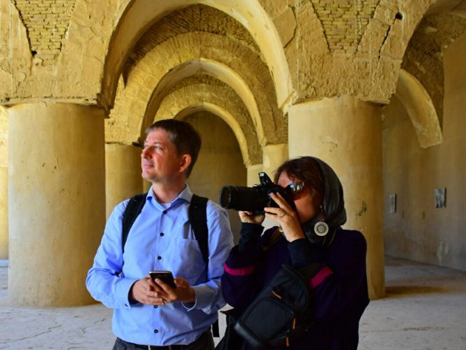 Visiting Professor fluorine Schwartz and Professor nap with the family of Antiquities Damghan